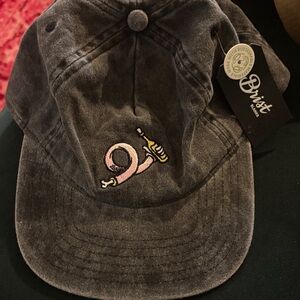 Oddish Wine Black Hat with Embroidered Wine Design NWT